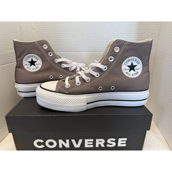 Women's Converse Chuck Taylor All Star Lift Platform Grey White High-Top Sz 7.5 - Picture 1 of 10